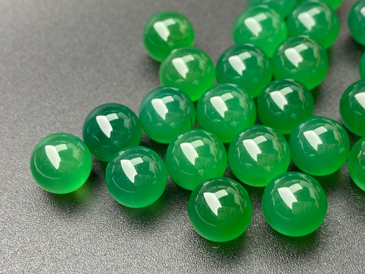 10PCS 8mm green agate undrilled round sphere beads