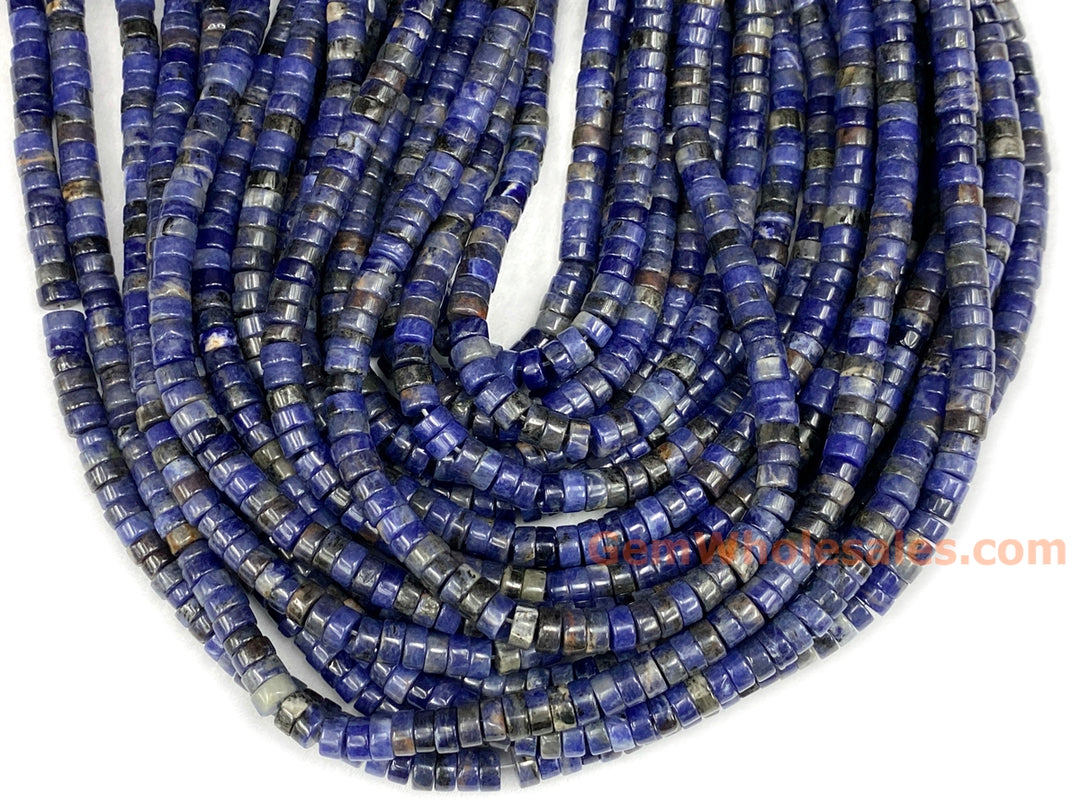 15.5" 3x6mm Natural blue sodalite heishi beads for jewelry making