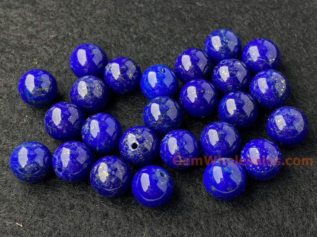 10PCS AAA 8mm natural genuine Lapis lazuli stone round beads halfdrilled
