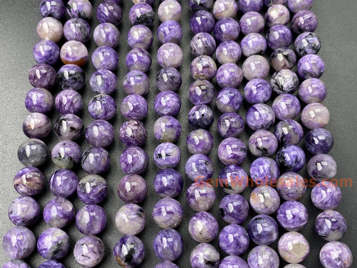 15.5" AA 10mm natural purple charoite stone round beads