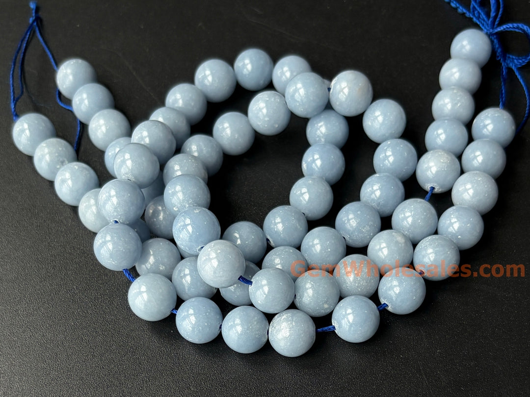 10mm Natural angelite stone round beads,blue gemstone, 15.5"