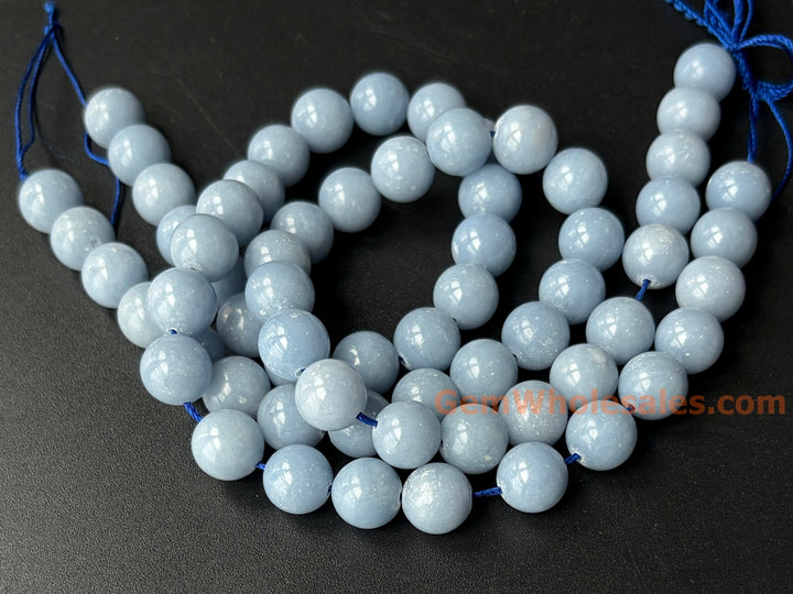 10mm Natural angelite stone round beads,blue gemstone, 15.5"