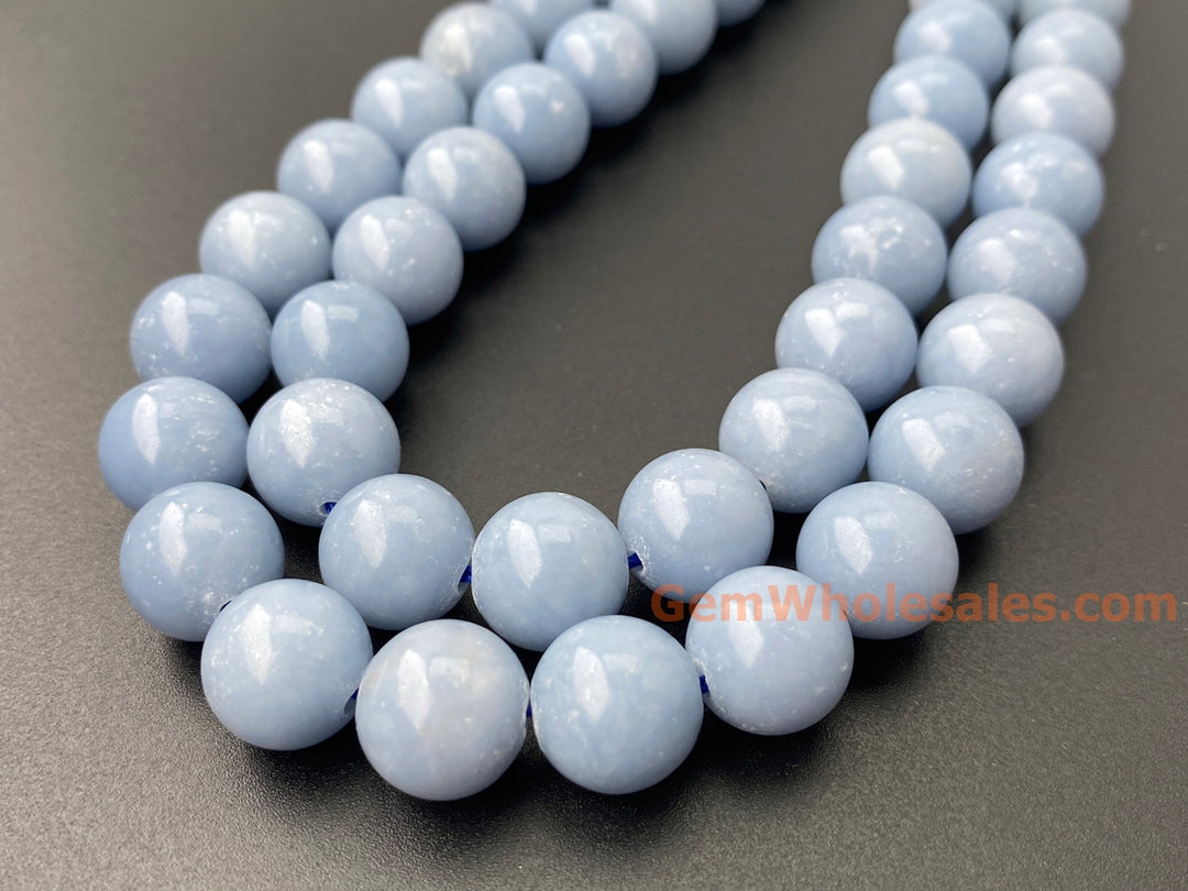 10mm Natural angelite stone round beads,blue gemstone, 15.5"