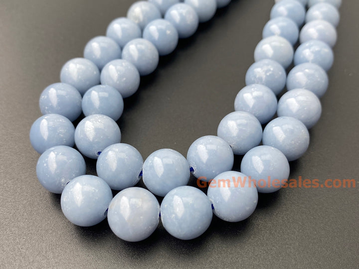 10mm Natural angelite stone round beads,blue gemstone, 15.5"