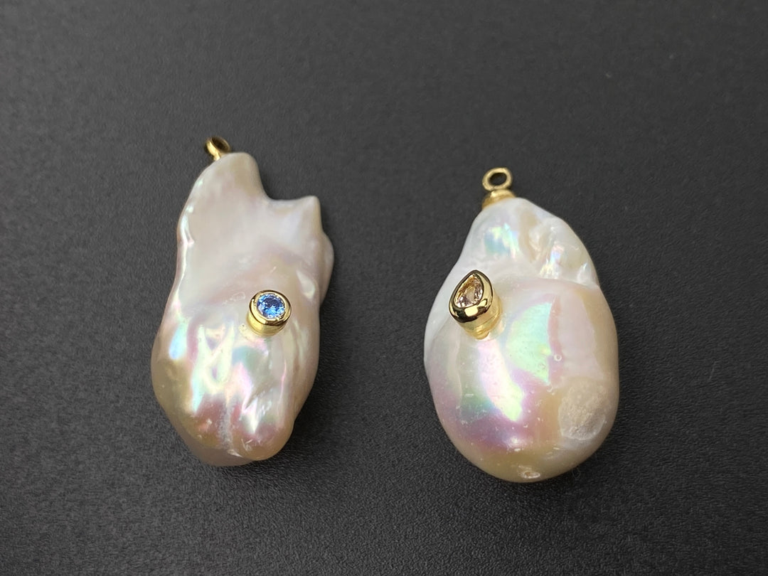 14x22mm white baroque pearl Shell pearl nugget beads pendant, 1PC