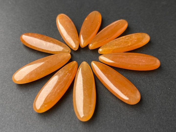 2PCS 10x30mm orange aventurine Marquise/teardrop beads half drilled