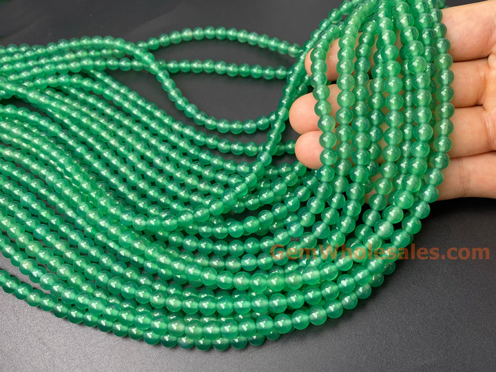 14.5" 6mm light green Agate Round beads Gemstone