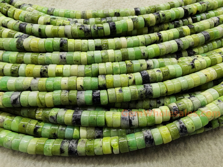 15.5" 3x6mm Natural Australia Chrysoprase heishi beads for jewelry making