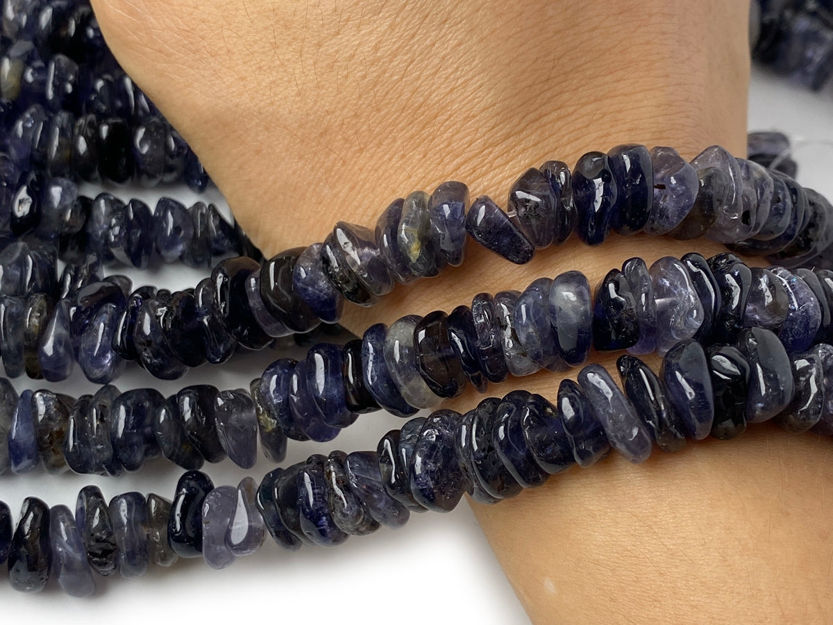 16" 10~15mm Natural Iolite stone tumbled chips beads strand