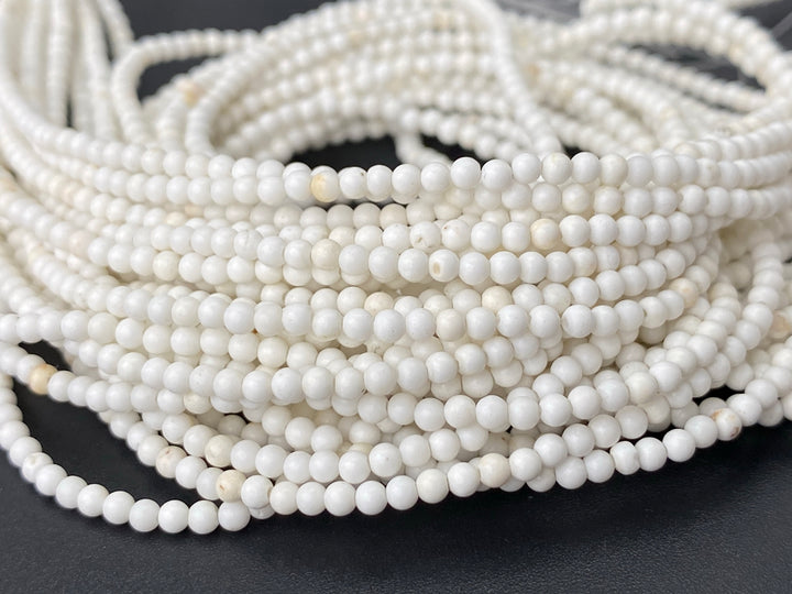 15.5" 2mm Natural cream white howlite tiny round beads