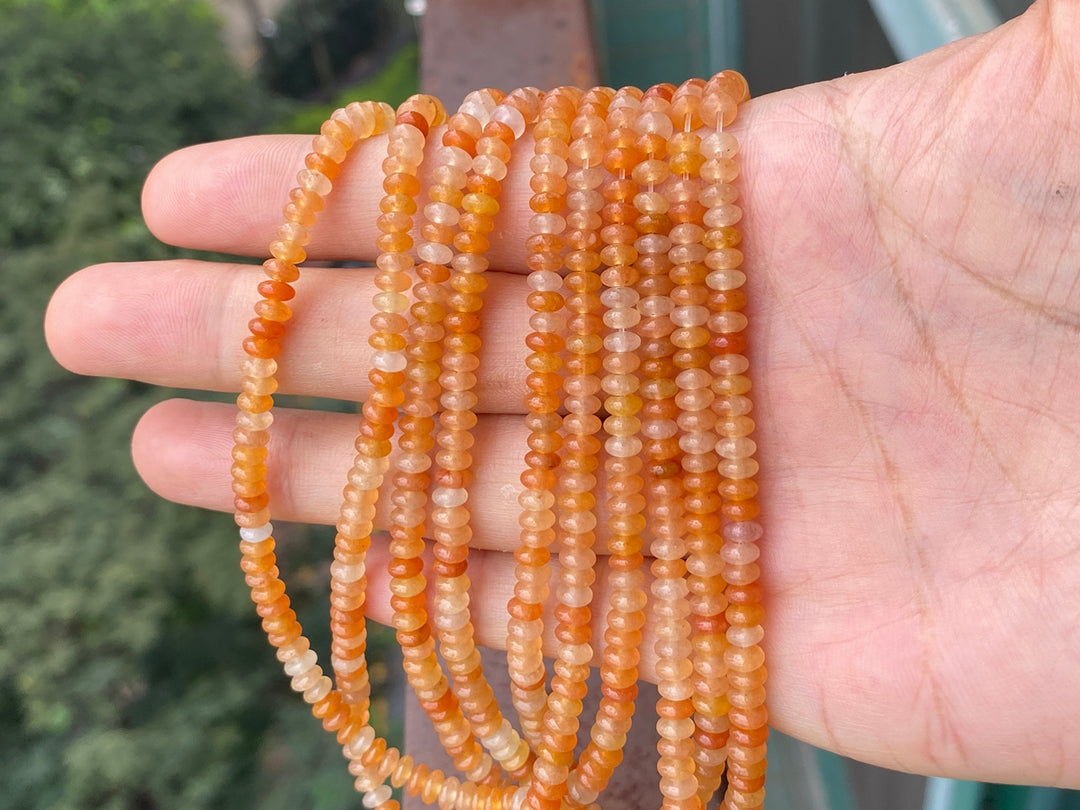 15.5" 2x4mm Natural red aventurine rondelle beads, roundel beads