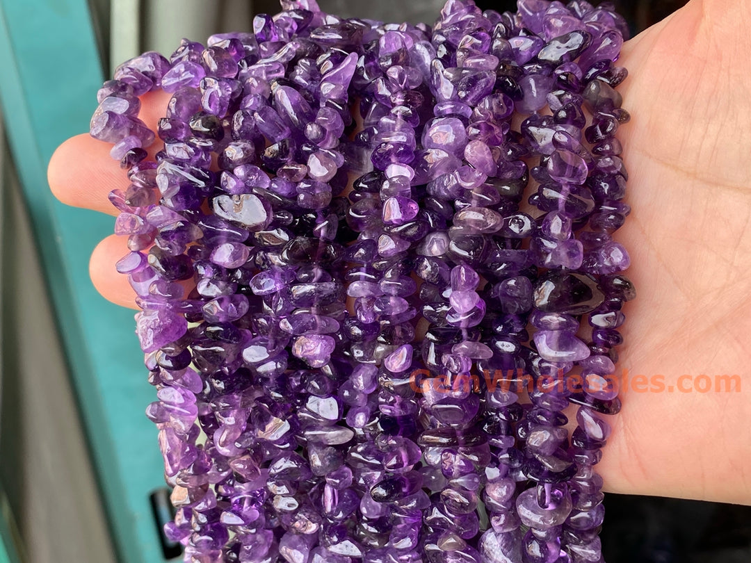 32" Natural Amethyst 5x10mm chips ,purple gemstone small chips