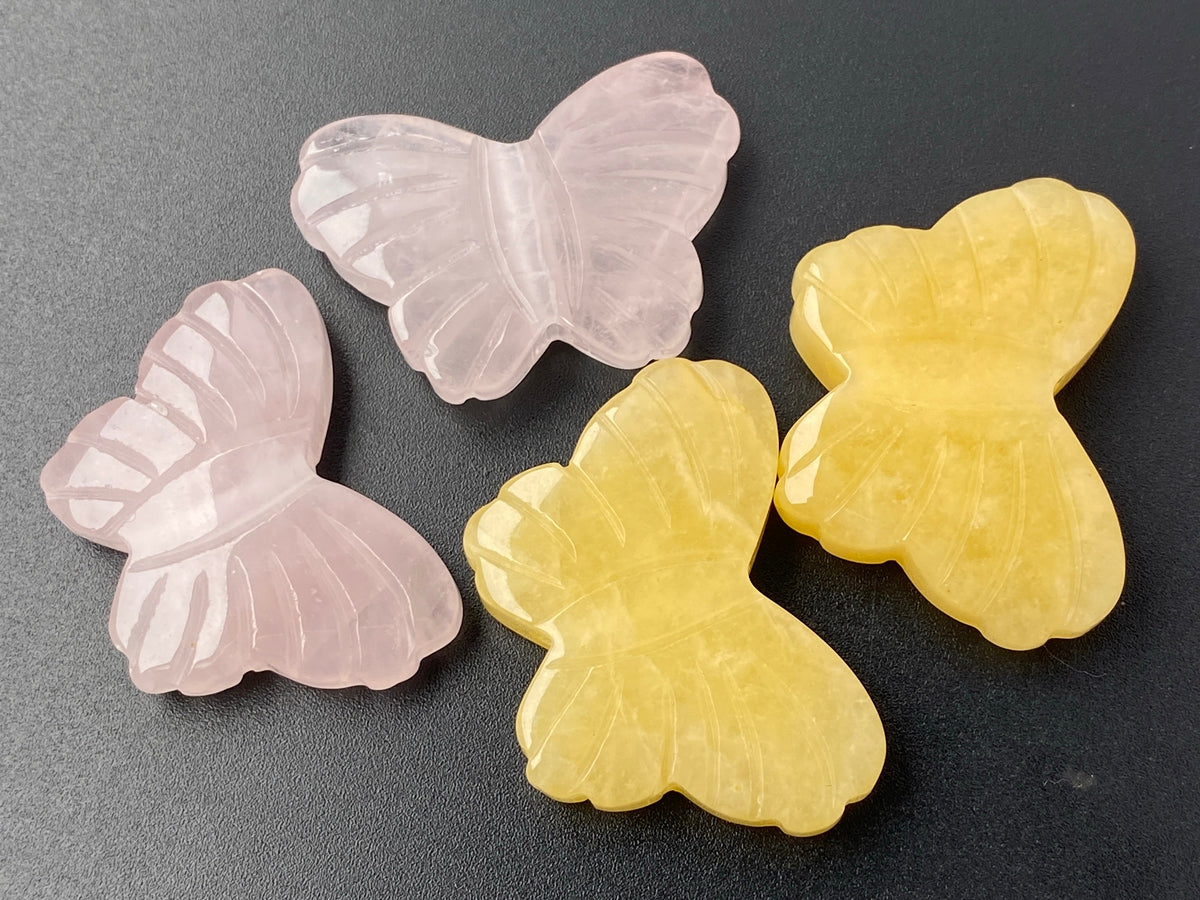 1PC 28x38mm natural Rose quartz carving butterfly pendant