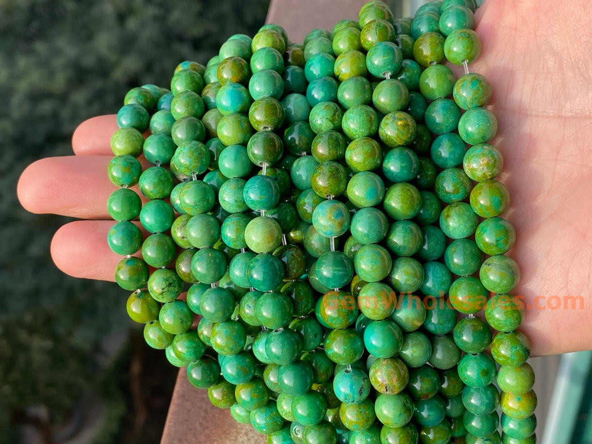 15" 6mm/8mm yellow green howlite turquoise round beads