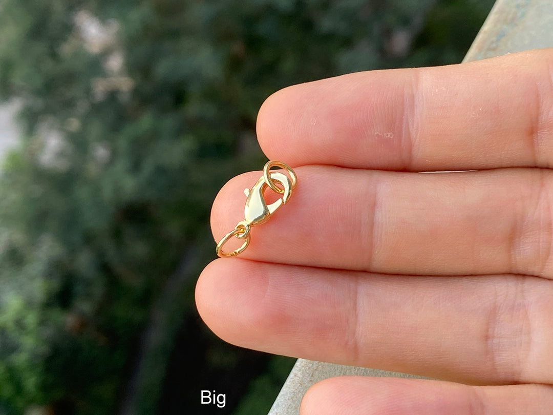 10PCS 12x7mm gold plated brass metal jewelry lobster claw clasps