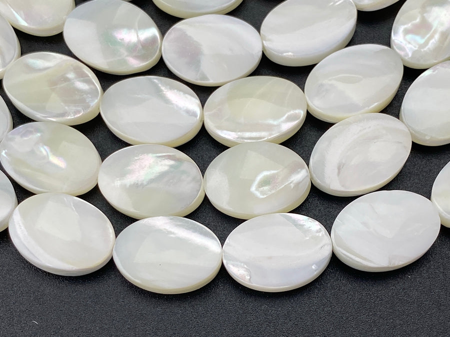 10x14mm Natural white mother of pearl/MOP oval Beads, 15.5"
