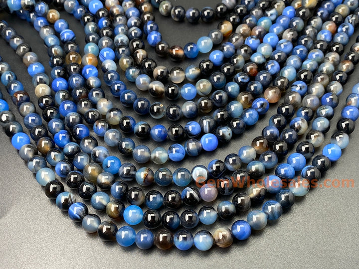 15" 10mm Dream brown blue Fire agate round beads