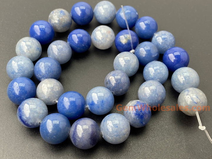 15.5" 12mm Natural blue aventurine stone round jewelry beads