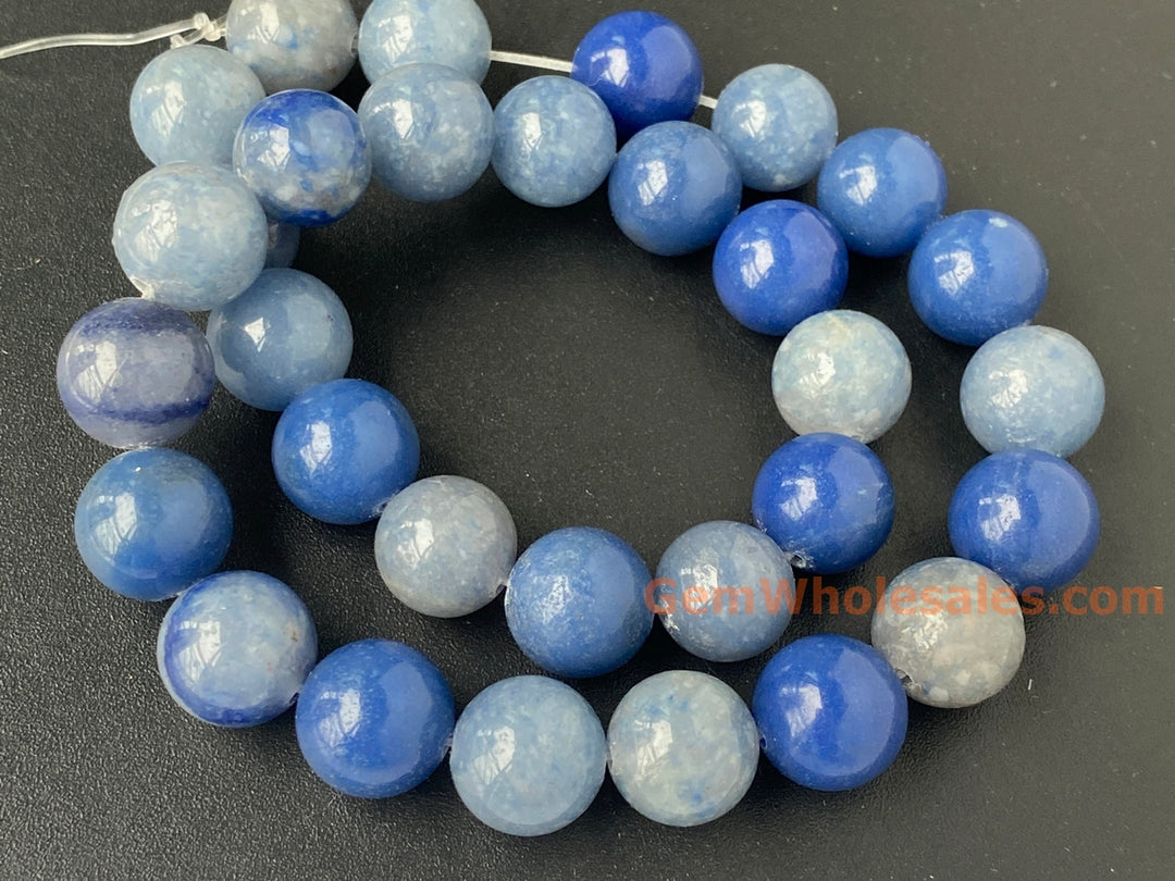 15.5" 12mm Natural blue aventurine stone round jewelry beads
