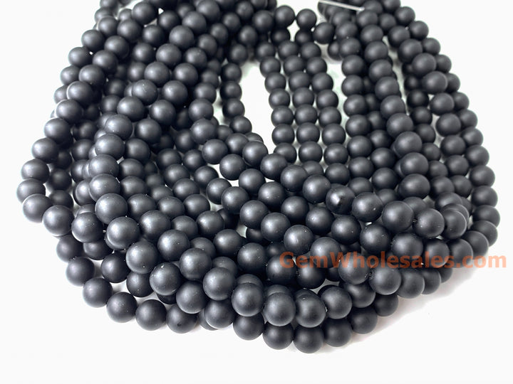 15.5" Matte black onyx 6mm/8mm/10mm/12mm agate round beads