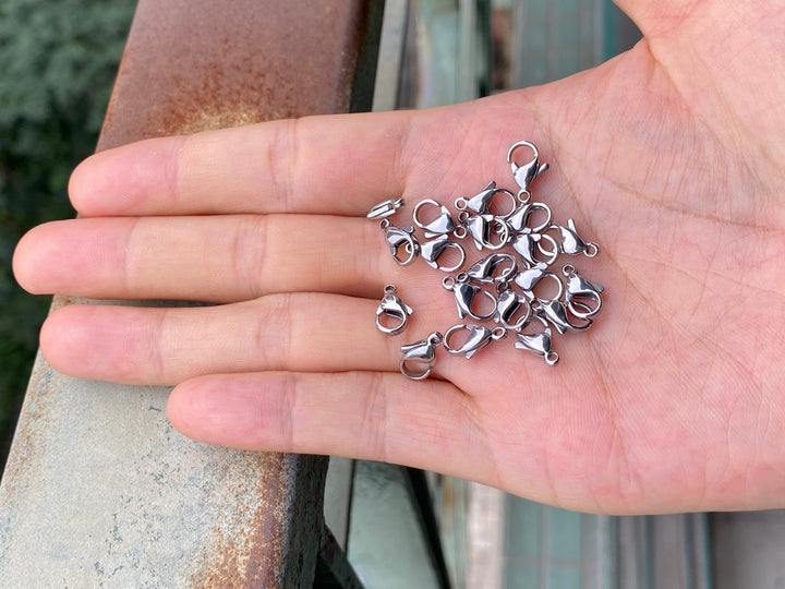 20PCS 12x6mm Stainless steel metal jewelry lobster claw clasps