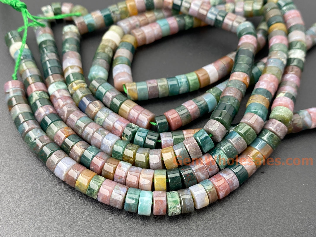 15" 3x6mm Natural Indian agate heishi beads for jewelry making