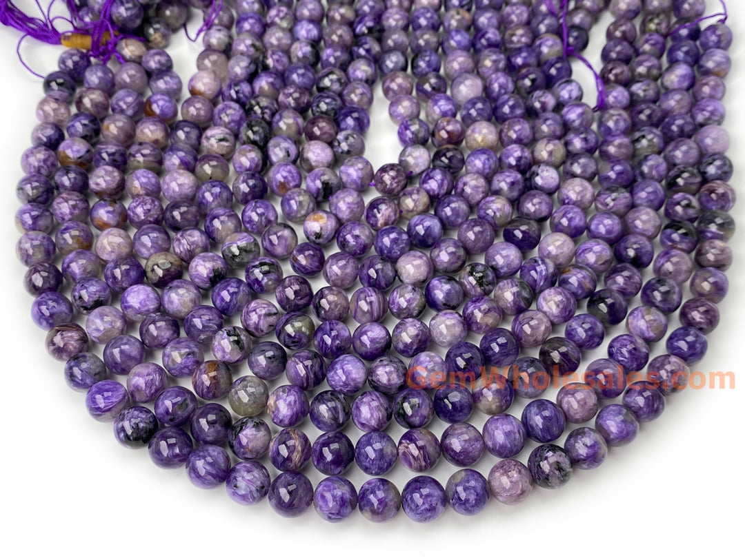 15.5" AA 10mm natural purple charoite stone round beads