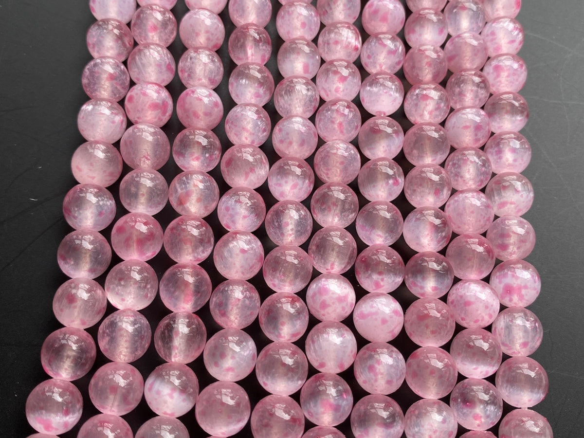 15" 8mm pink color calcite stone round beads