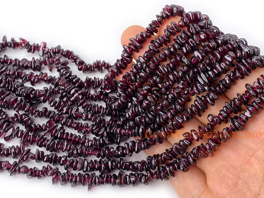 32" AA 5x10mm Natural red Garnet stone chips beads, nice polish