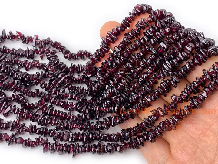 32" AA 5x10mm Natural red Garnet stone chips beads, nice polish