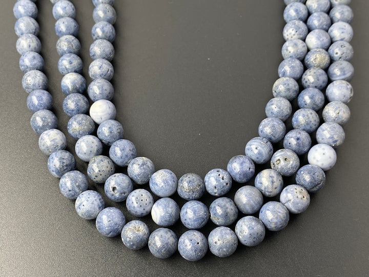 15.5" 10mm Natural blue coral Round semi precious stone beads