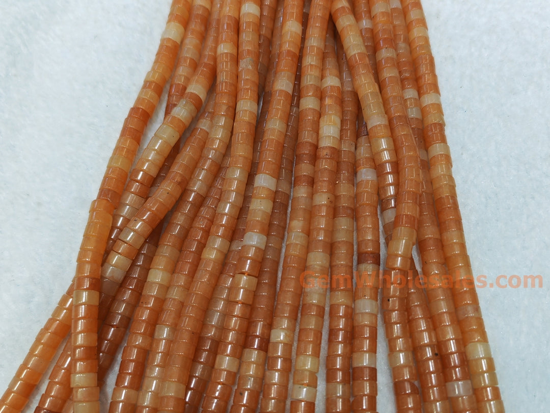 15.5" 3x6mm natural Red aventurine Heishi Disc jewelry beads