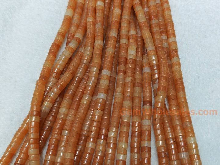 15.5" 3x6mm natural Red aventurine Heishi Disc jewelry beads