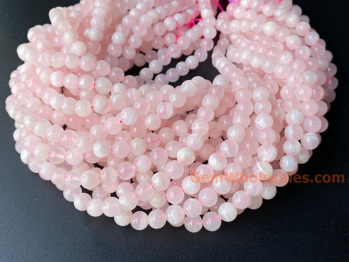 15.5" 8mm natural pink color calcite stone round beads