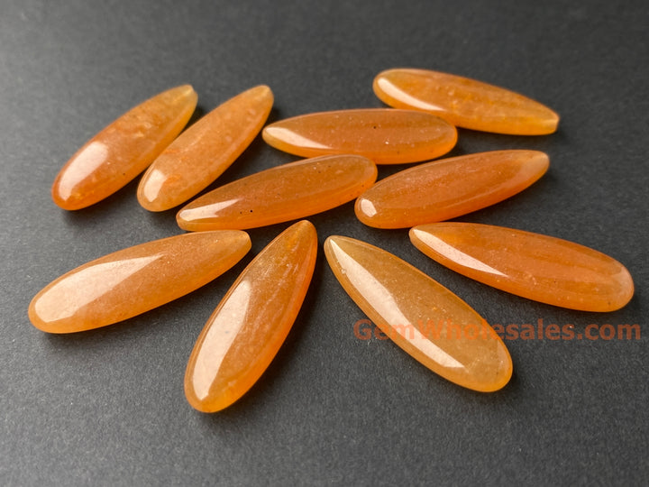 2PCS 10x30mm orange aventurine Marquise/teardrop beads half drilled