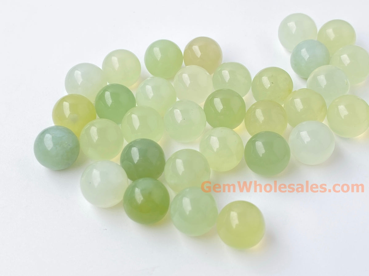 10PCS 10mm natural new jade undrilled green round single stone beads