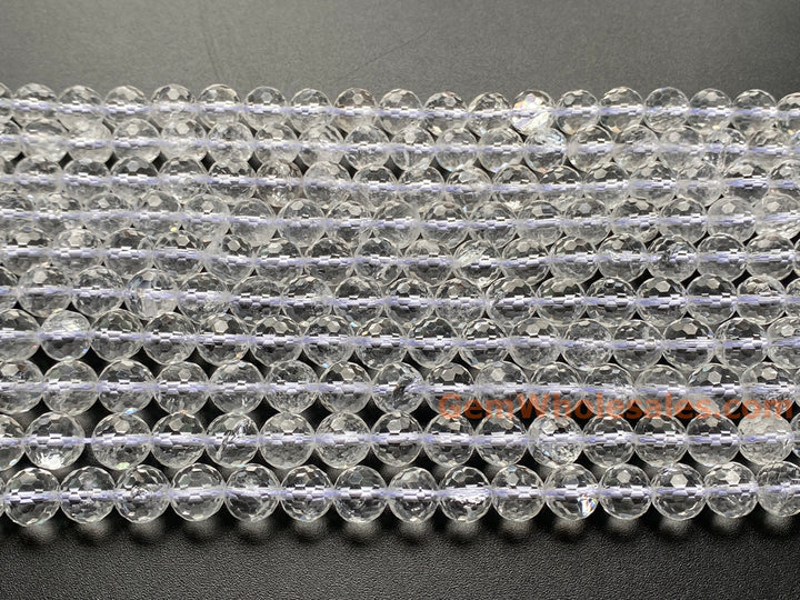 15.5" 10mm Natural rock crystal quartz round faceted beads 128F