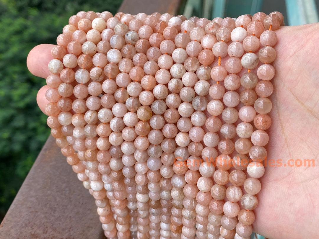 15.5" 6mm natural Sunstone round gemstone beads
