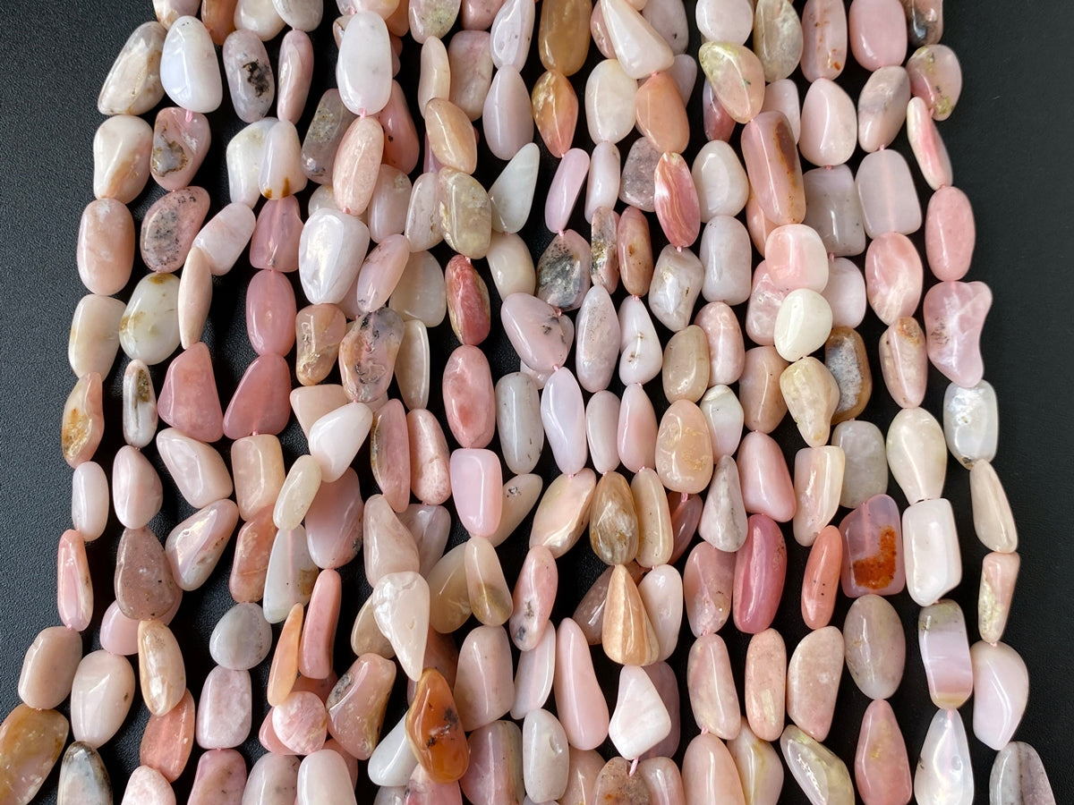 15.5" 10~15mm Natural Pink opal stone polished nuggets beads