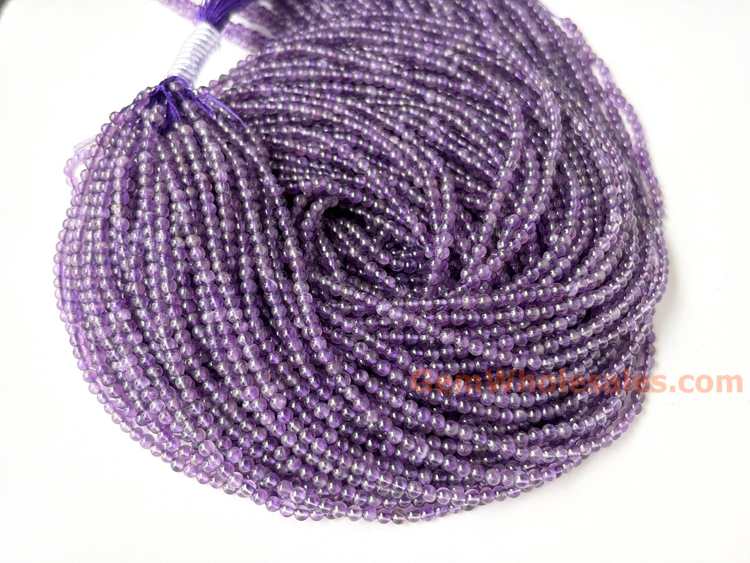 15.5" 2mm Natural amethyst round beads, purple color crystal