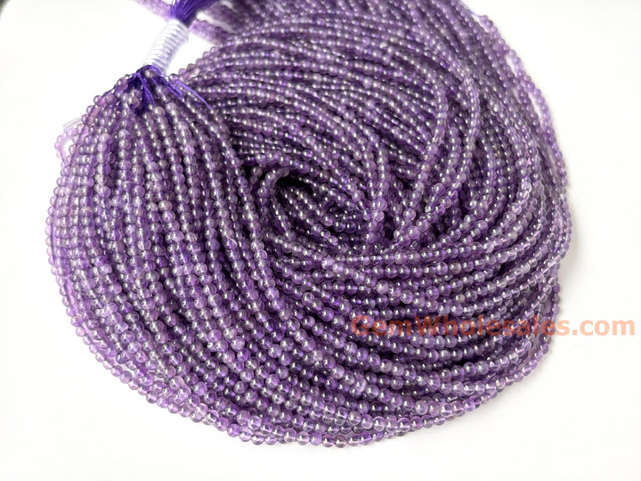 15.5" 2mm Natural amethyst round beads, purple color crystal