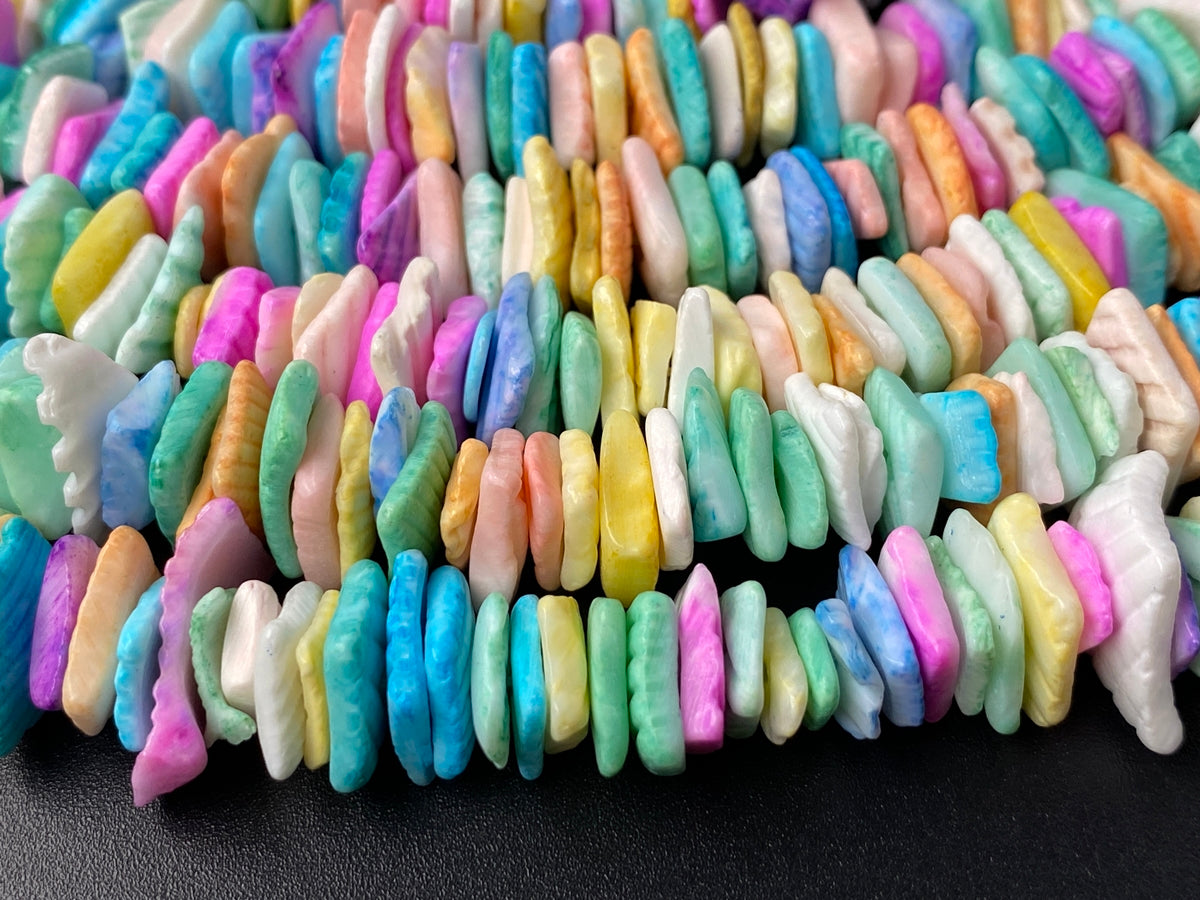 16" 8~12mm multi color shell flake chips beads strands