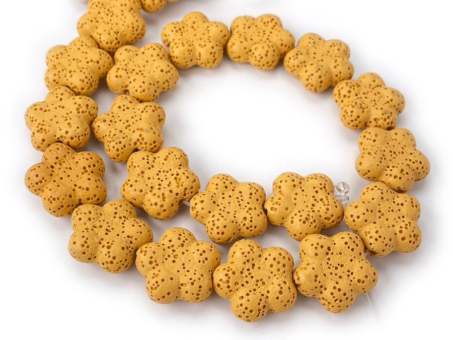 19mm Yellow color Lava flower beads for jewelry making