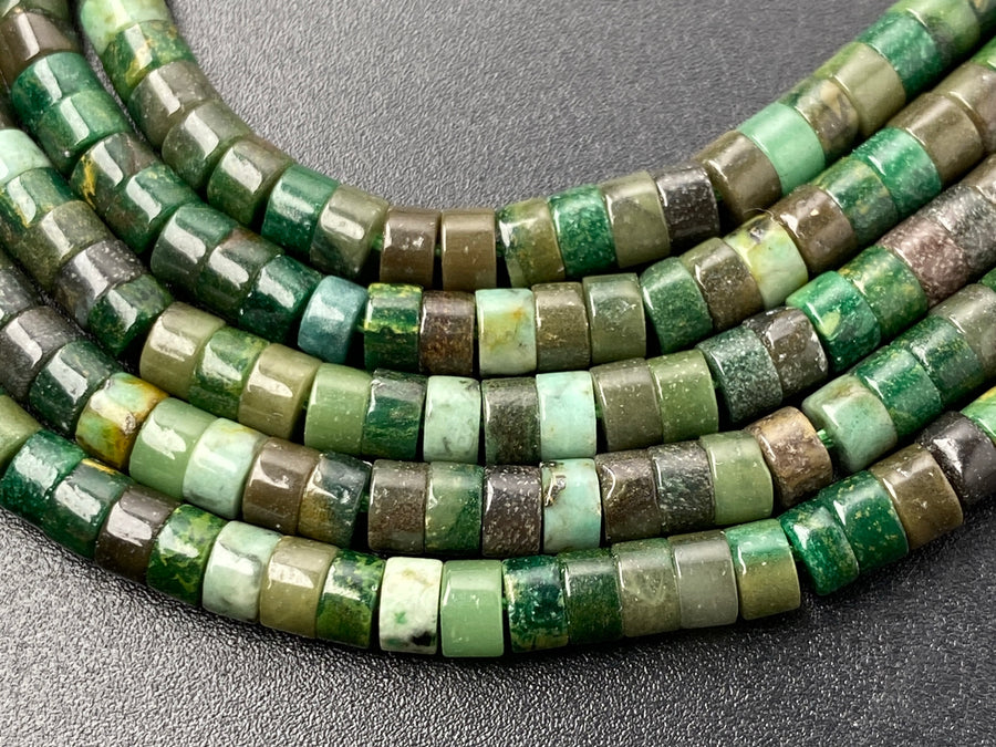 15" 2x4mm Natural African green jade Heishi jewelry beads