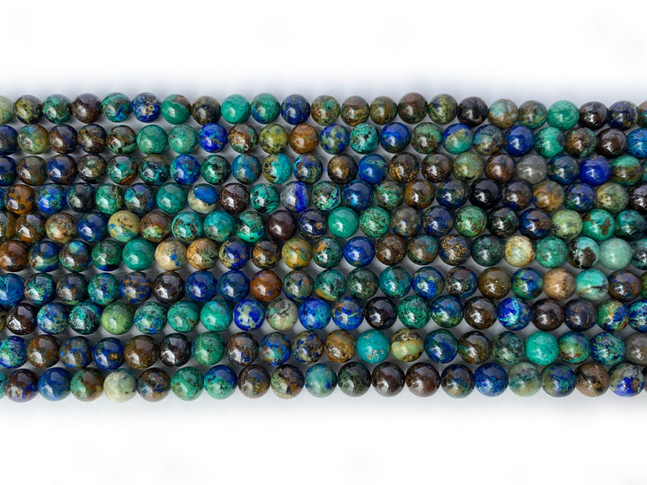 15" Genuine Azurite 8mm round beads, natural Green blue color beads