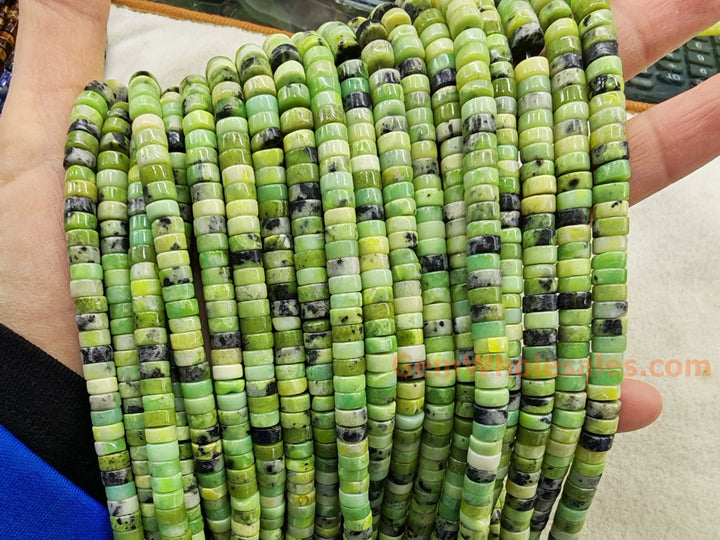 15.5" 3x6mm Natural Australia Chrysoprase heishi beads for jewelry making