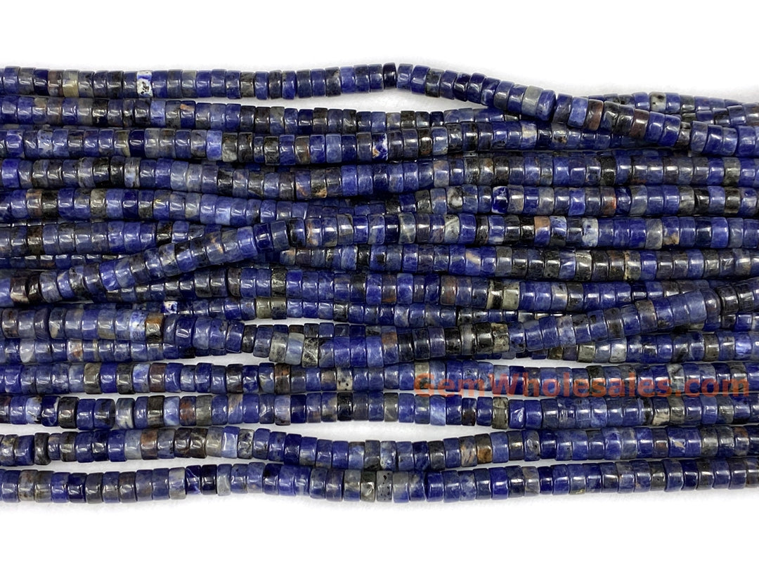 15.5" 3x6mm Natural blue sodalite heishi beads for jewelry making