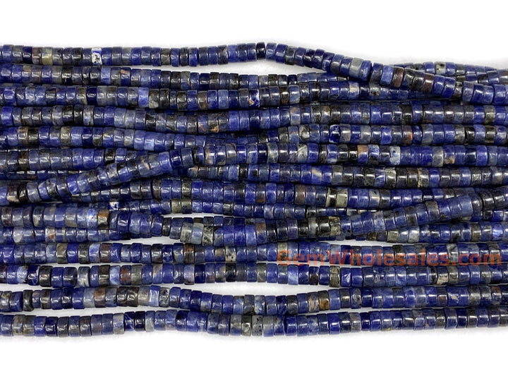 15.5" 3x6mm Natural blue sodalite heishi beads for jewelry making