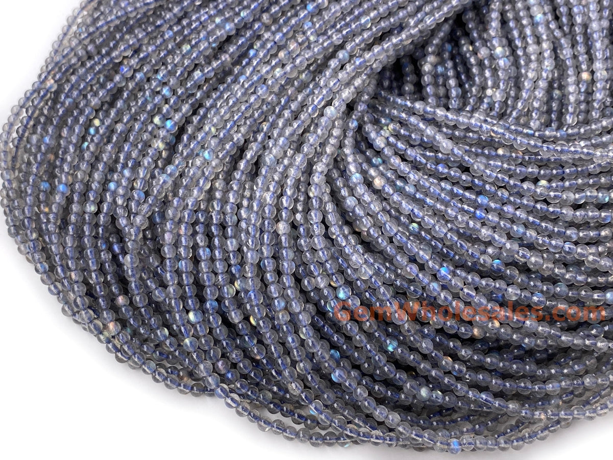 15.5" 3mm AA natural rainbow grey Labradorite stone round beads