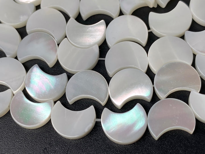 15.5" 9x11mm Natural white MOP moon beads,white mother of pearl